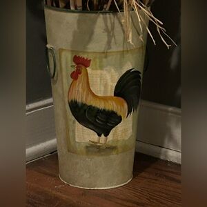 Metal Rooster Vase/Container